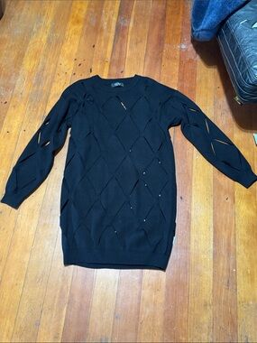 AKIRA Black Diamond Cutout Crewneck Sweater